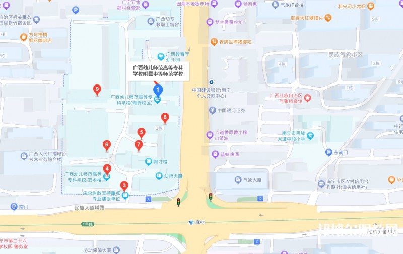 廣西幼兒師范高等專科學校附屬中等師范學校地址，乘車路線